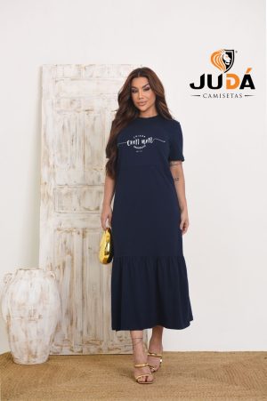 Vestido Midi Feminino Criada Com Propósito - Azul Marinho