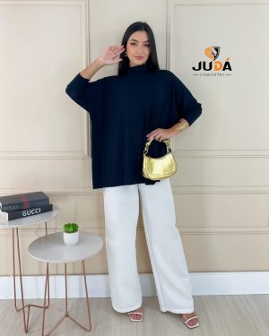 Blusa Feminina Gola Alta Miriam - Preto