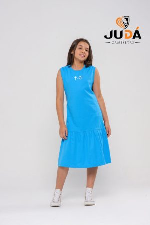 Vestido Infantil Cruz Amor - Azul