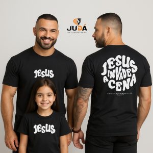Camiseta Infantil Jesus Invade a Cena - Preto