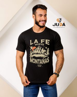 Camiseta Masculina LÁ FÉ MUEVE - Preto