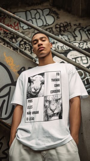 Camiseta Oversized Masculina Foi Cordeiro - Branco