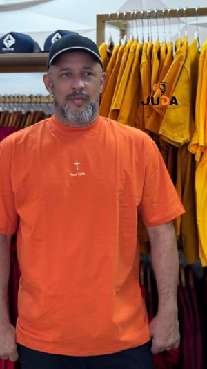 Camiseta Oversized Masculina Have Faith - Laranja