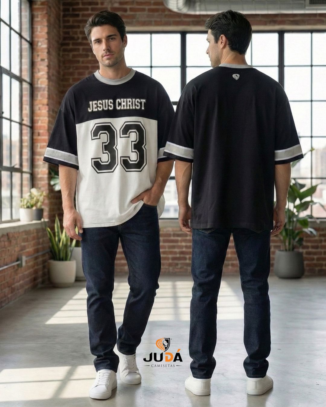 Camiseta Oversized Jesus 33 Malhão Americano – Preto