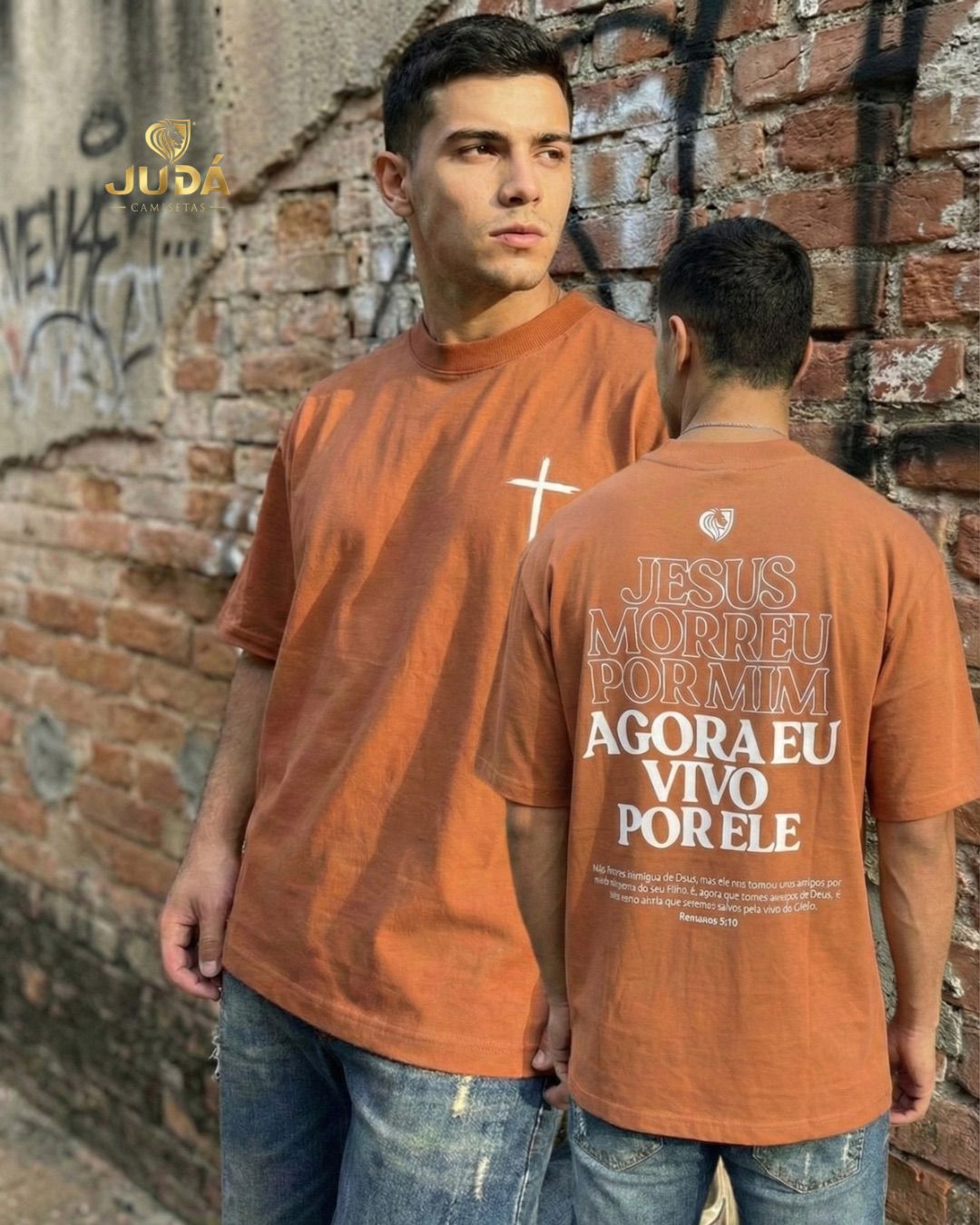 Camiseta Oversized Masculina Jesus Morreu por Mim – Terra Cota