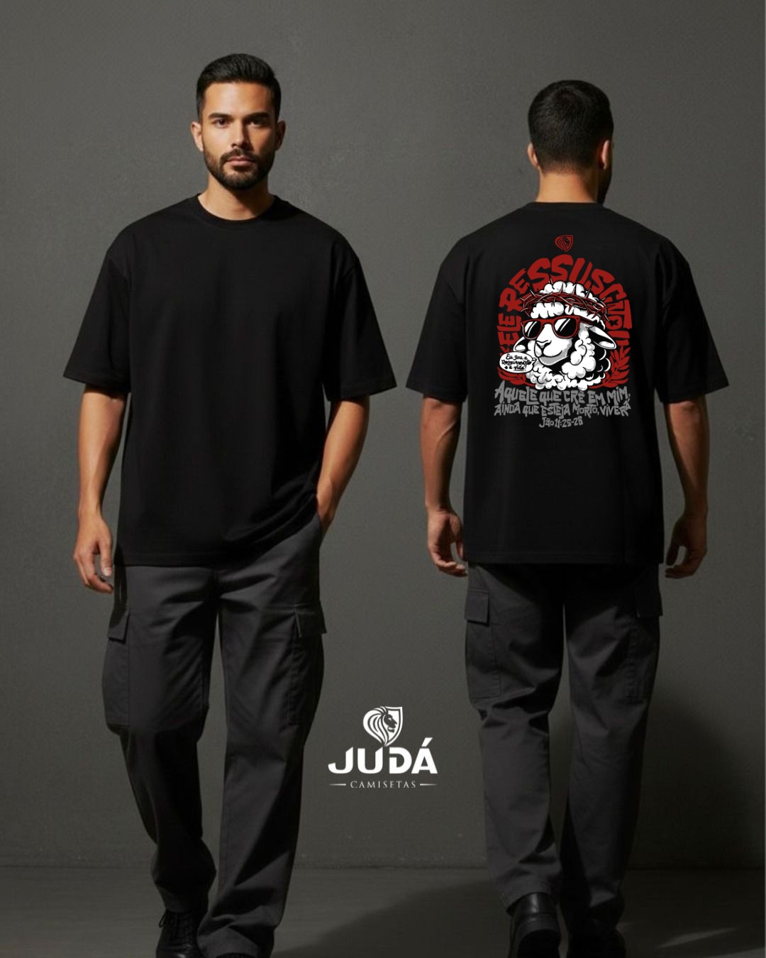 Camiseta Masculina Ele Ressuscitou- Preto