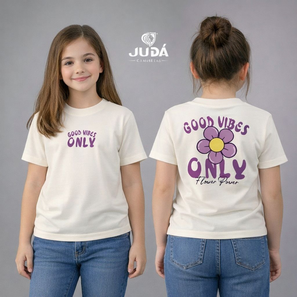 Camiseta infantil Good Vibes – Off White