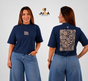 Blusa Oversized Feminina All For His Glory - Azul marinho