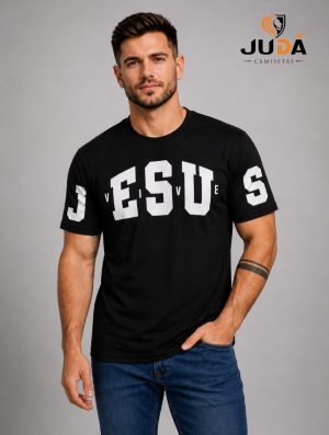 Camiseta Masculina Jesus Vive - Preta