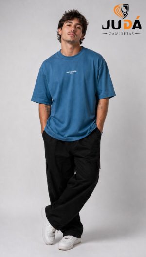 Camiseta Oversized Masculina Improvável - Azul Precioso