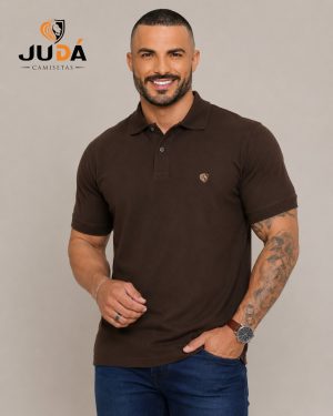 Camiseta Polo Masculina Judá - Marrom
