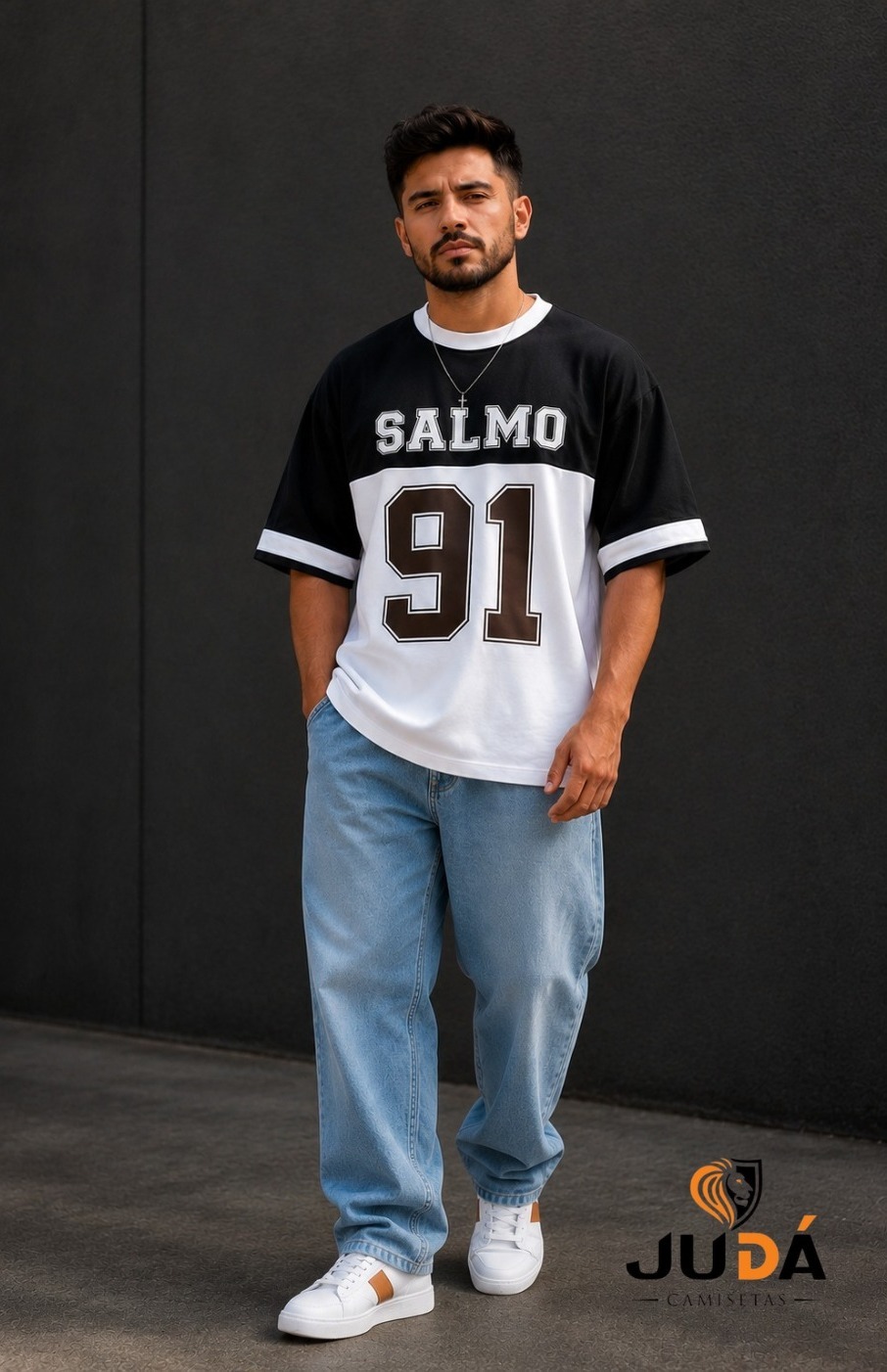 Camiseta Oversized Salmo 91 Malhão Americano – Preto