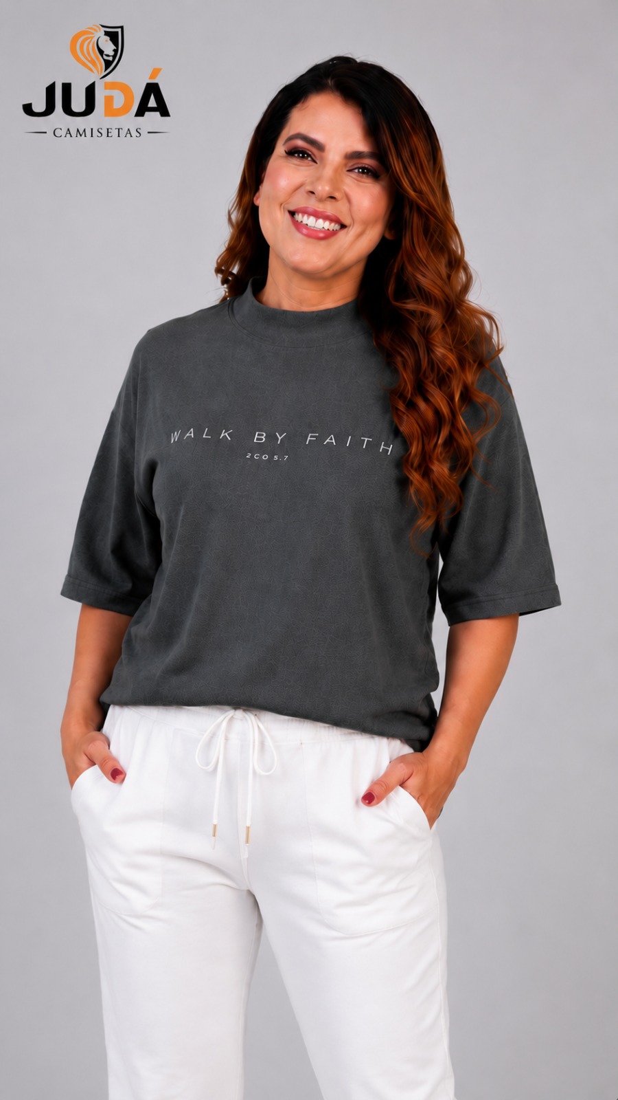Blusa Oversized Feminina Walk By Faith  – Cinza Mescla
