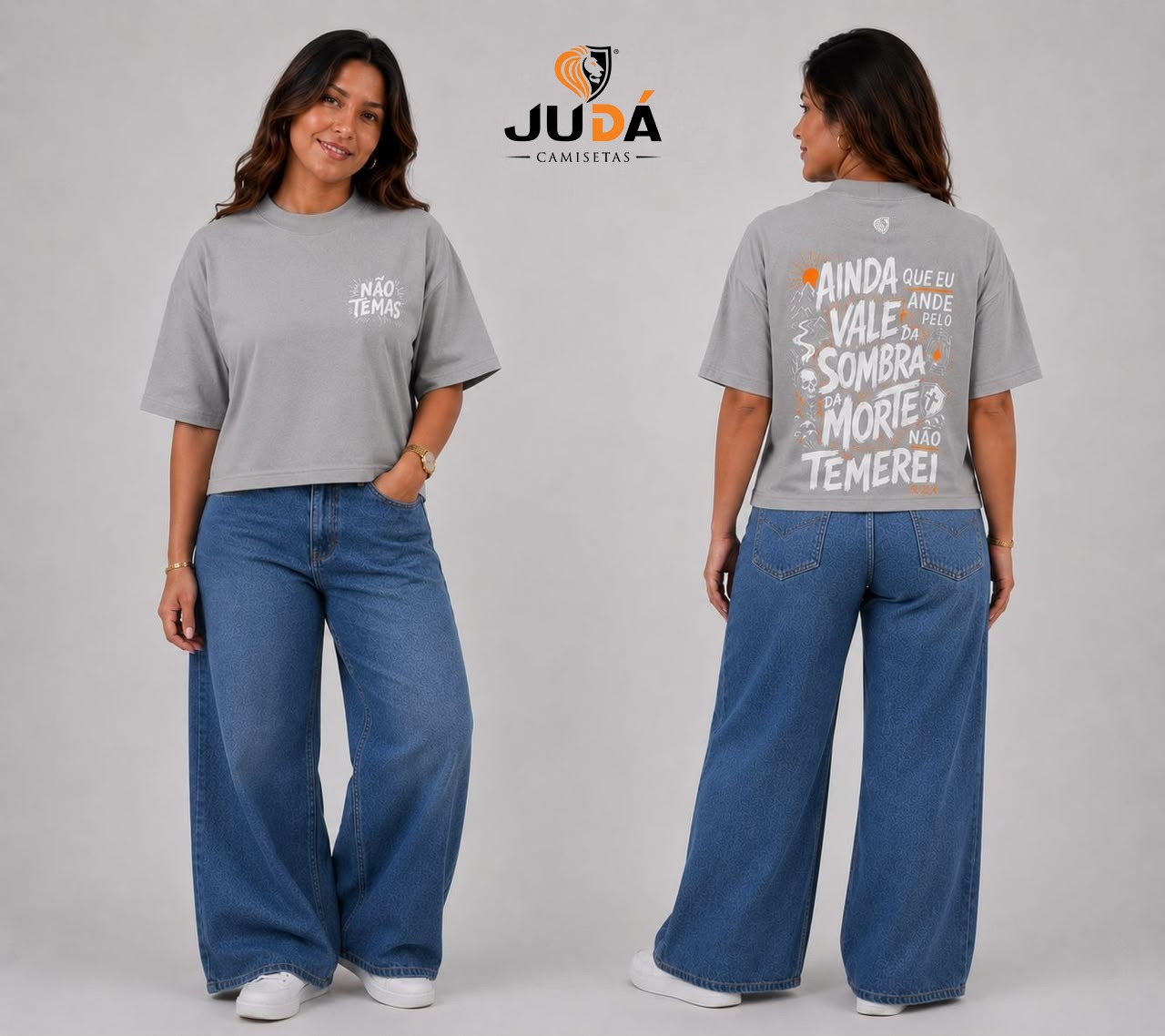 Blusa Oversized Feminina Não temas – Cinza