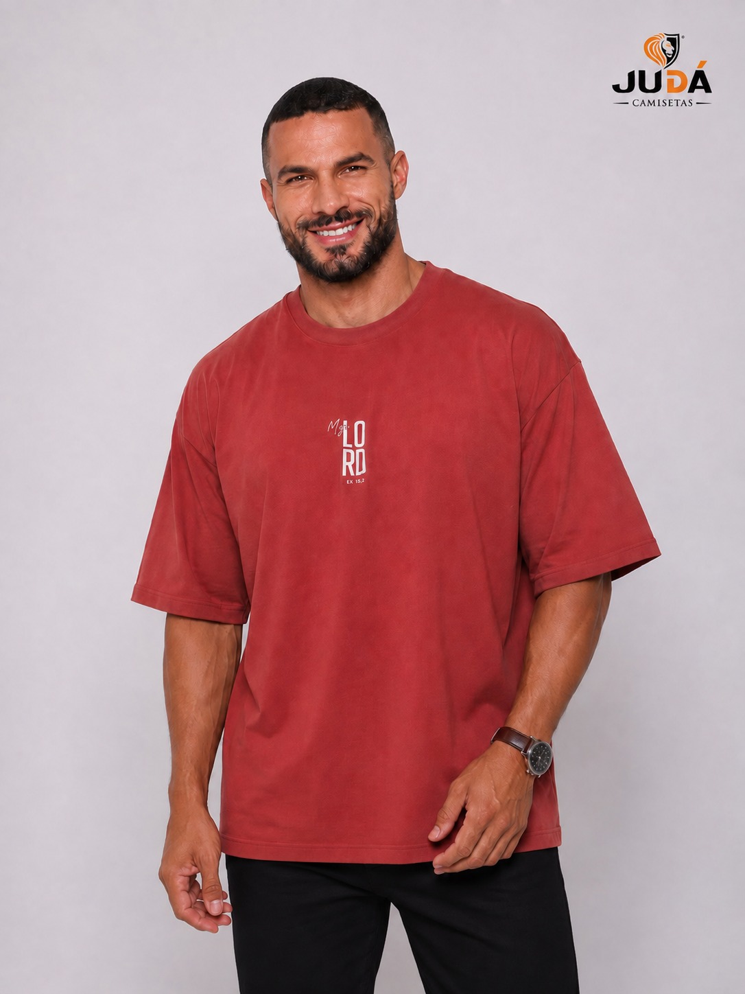 Camiseta Oversized Masculina My Lord – Vermelho Telha