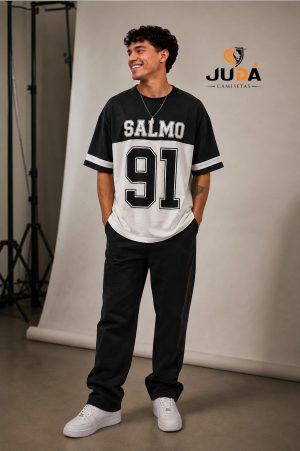 Camiseta Oversized Masculina Salmo 91 - Preto