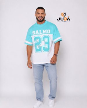 Camiseta Oversized Masculina Salmo 23 - Azul Brisa