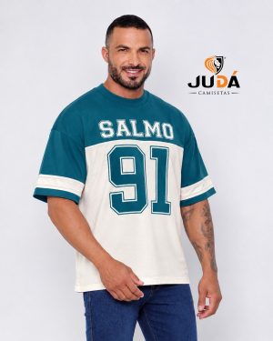 Camiseta Oversized Masculina Salmo 91 - Azul Precioso