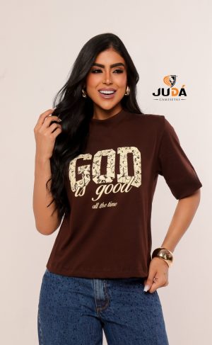 Blusa Oversized Feminina God Is Good - Marrom