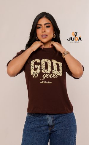 Blusa Oversized Feminina God Is Good - Marrom