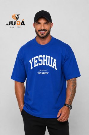 Camiseta Oversized Masculina YESHUA - Azul Royal