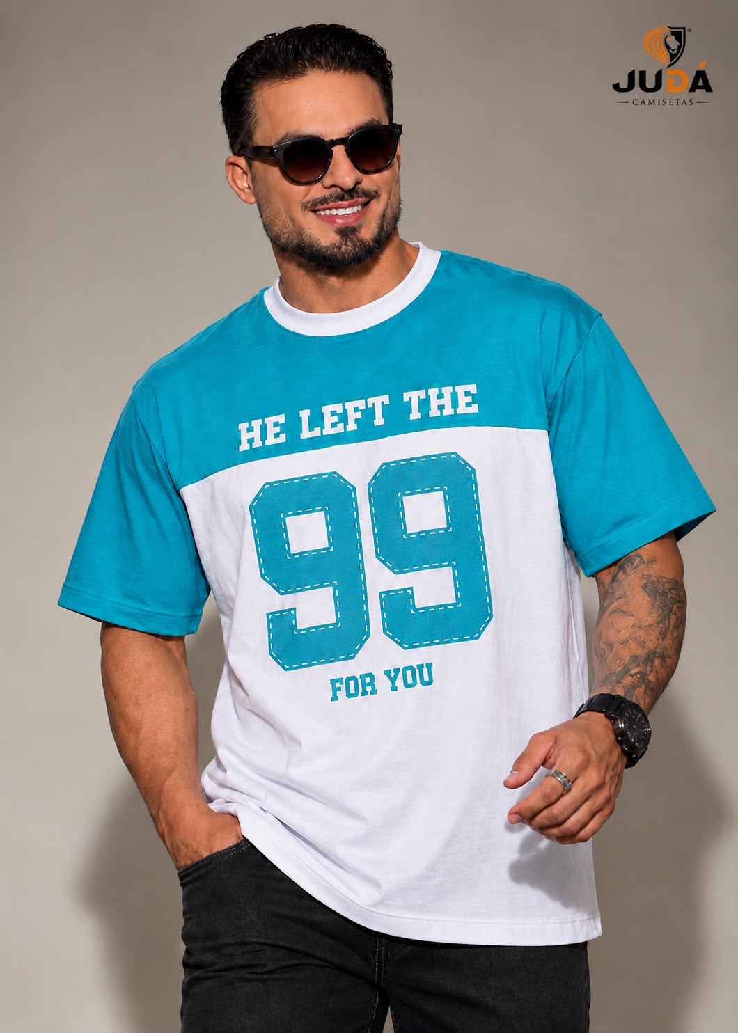 Camiseta Oversized Masculina 99 – Turquesa Claro